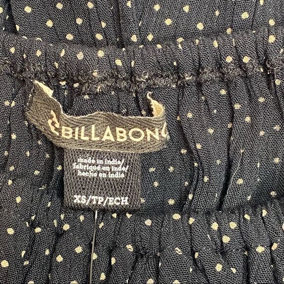 Billabong NWT summer nights black and white polka dot off shoulder top XS - Picture 11 of 16